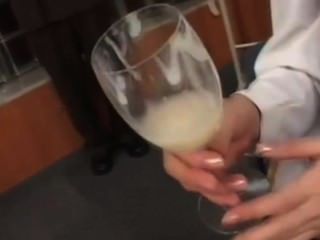 Real Teen Drinks A Lot Of Cum From A Glass